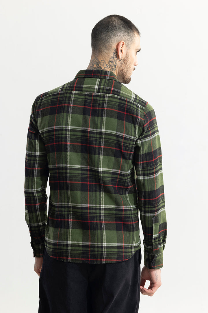 Bold Dupplin Flannel Checks Green Shirt