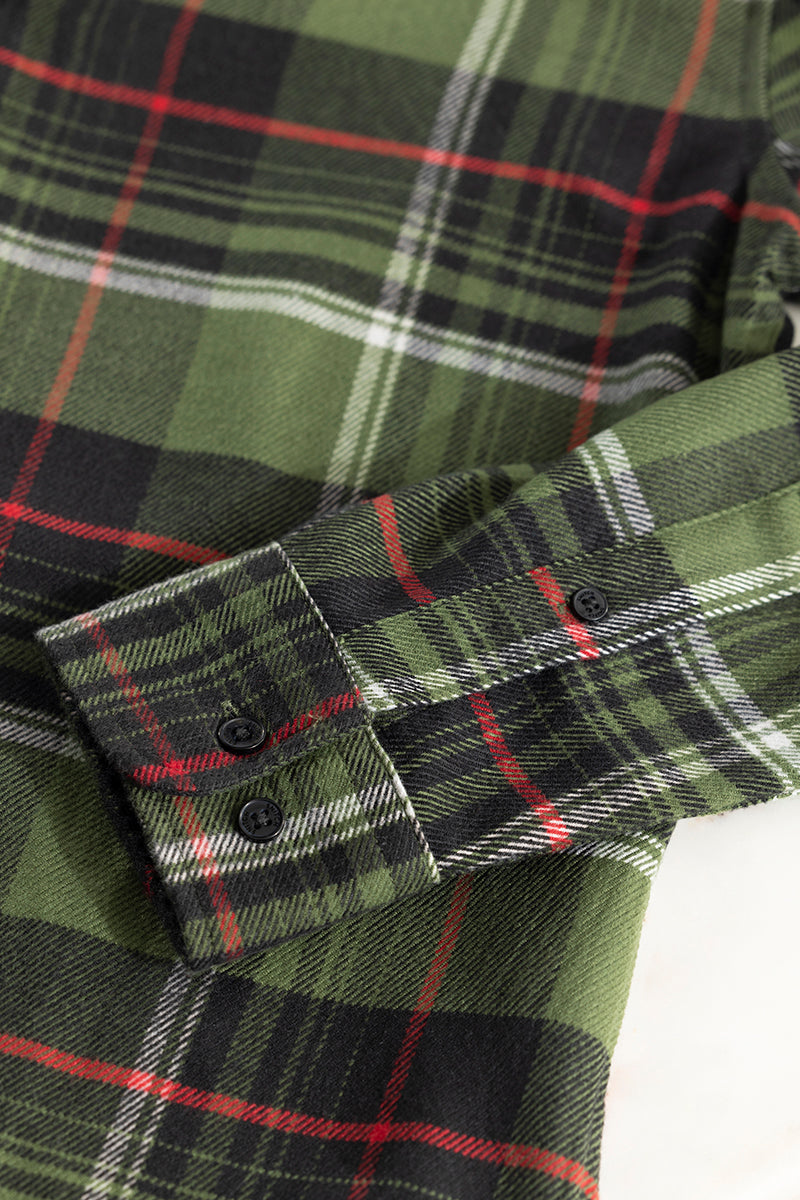 Bold Dupplin Flannel Checks Green Shirt