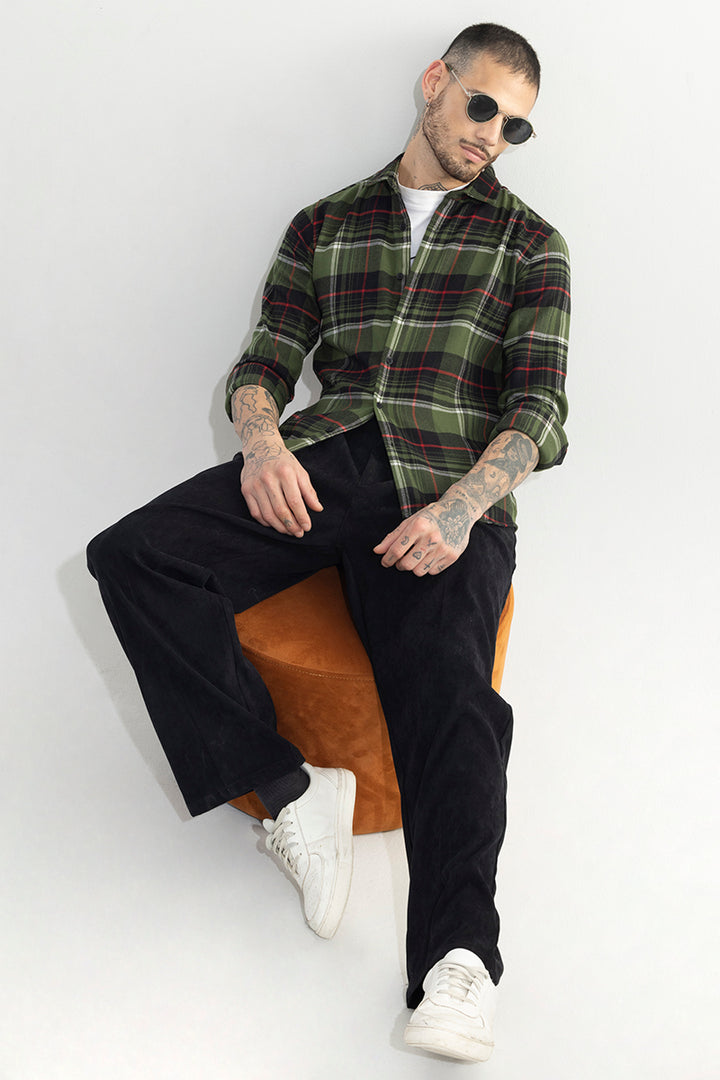 Bold Dupplin Flannel Checks Green Shirt