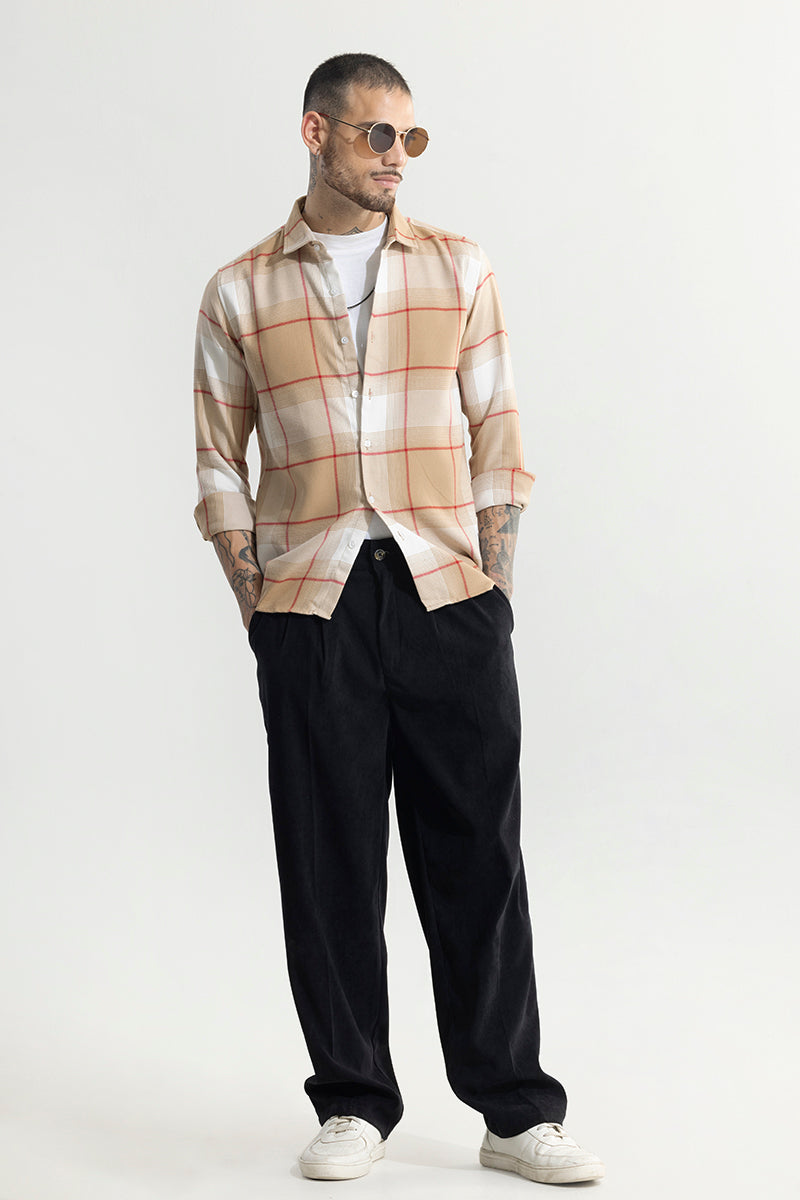 Duet Dupllin Beige Flannel Checks Shirt