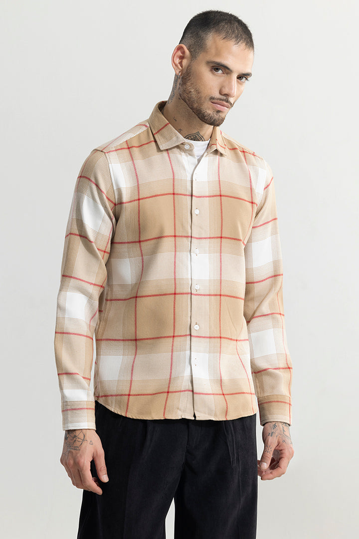 Duet Dupllin Beige Flannel Checks Shirt