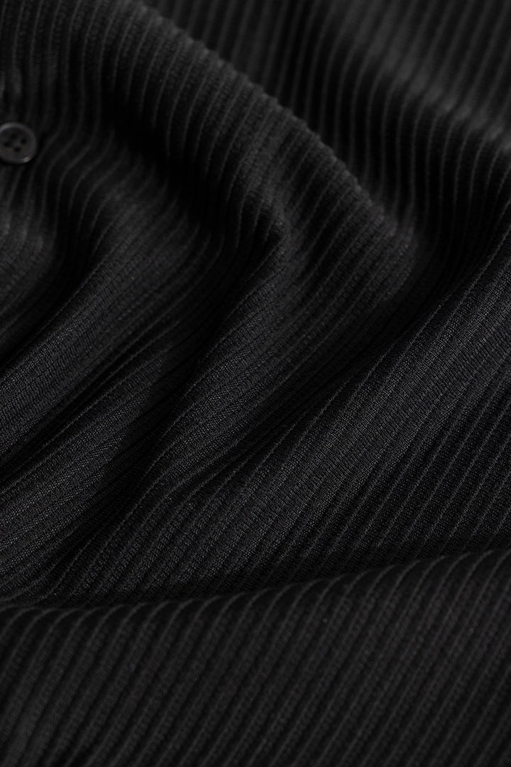 Parallel Rib Black Shirt