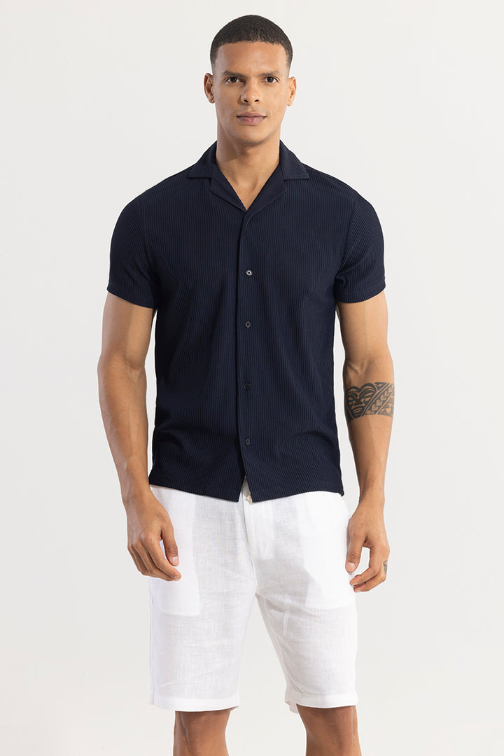 Parallel Rib Navy Shirt