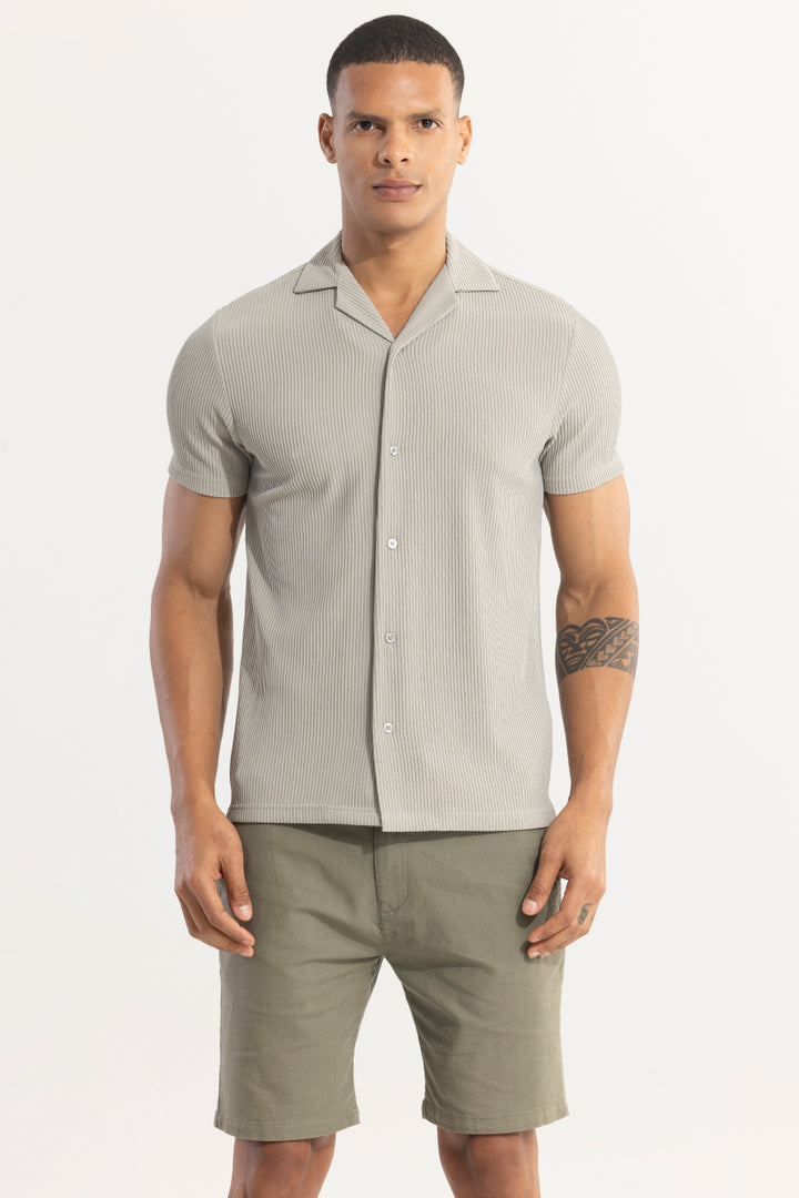 Parallel Rib Cloud Grey Shirt