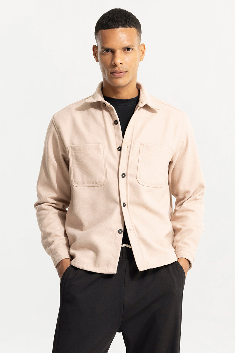 Buy Men's Inferno Cream Wool Overshirt Online | SNITCH