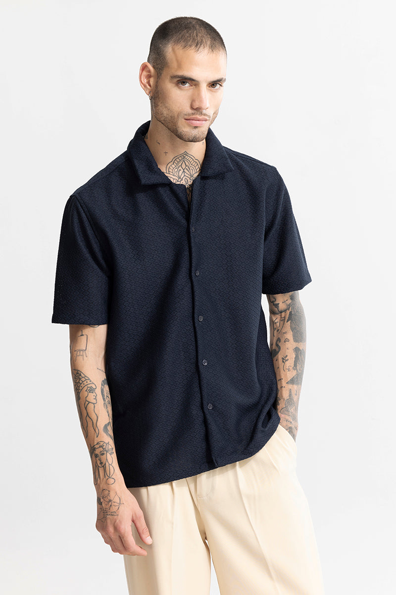 Buy Men's Nector Navy Hakoba Shirt Online | SNITCH