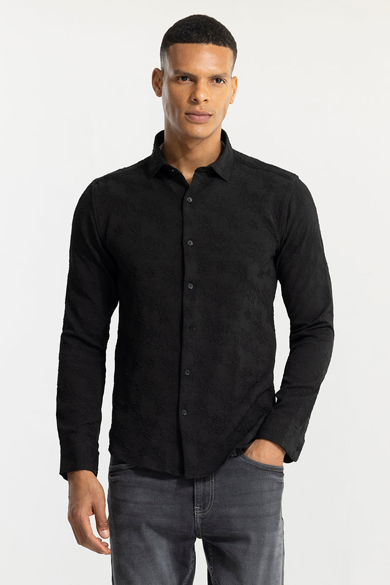 Crushed Floral Effect Black Shirt