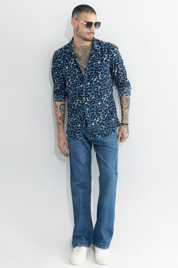 Leopardic Azure Blue Shirt