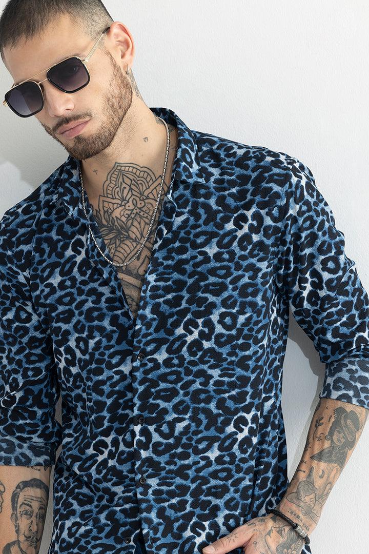 Leopardic Azure Blue Shirt