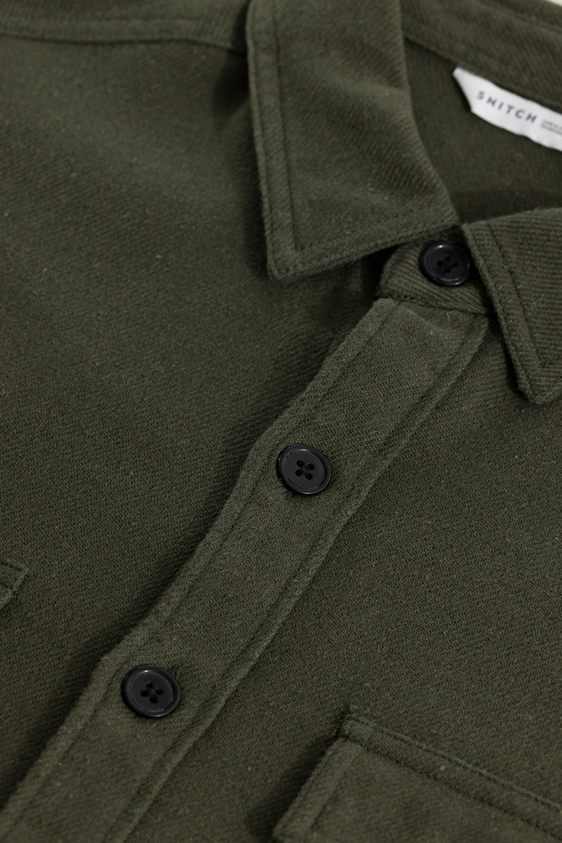 Buy Men's Clyster Olive Overshirt Online | SNITCH