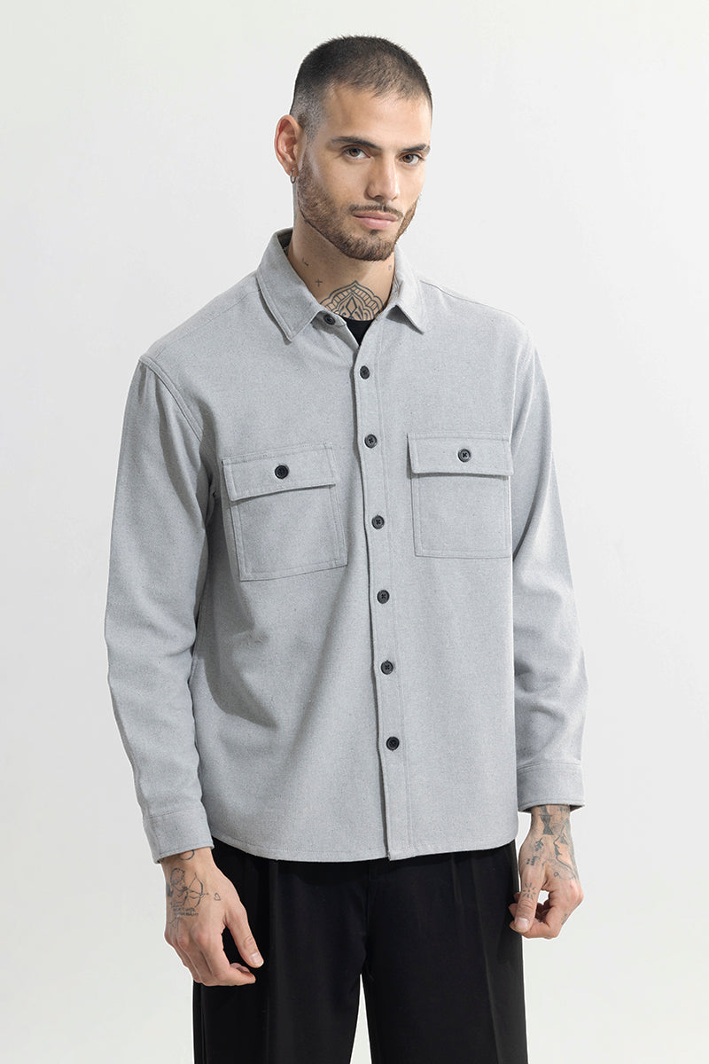 Buy Men's Overflap Ash Grey Overshirt Online | SNITCH