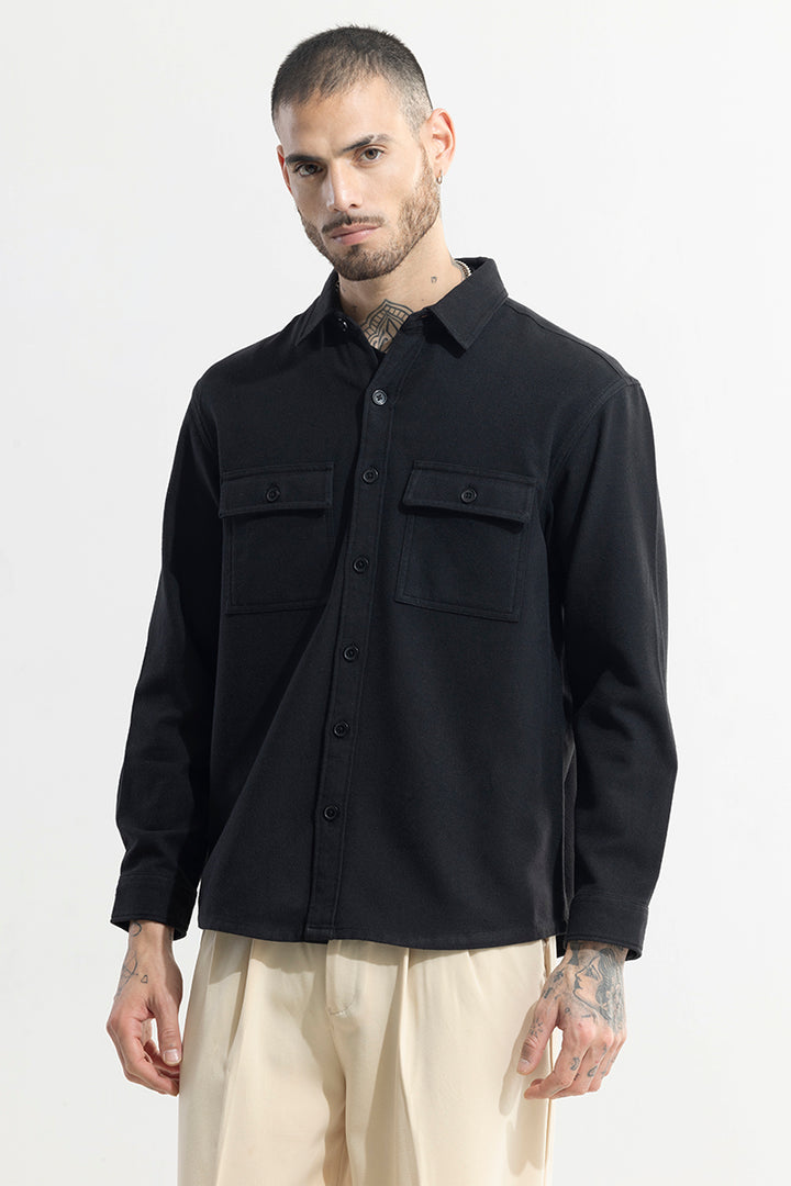 Overflap Black Overshirt