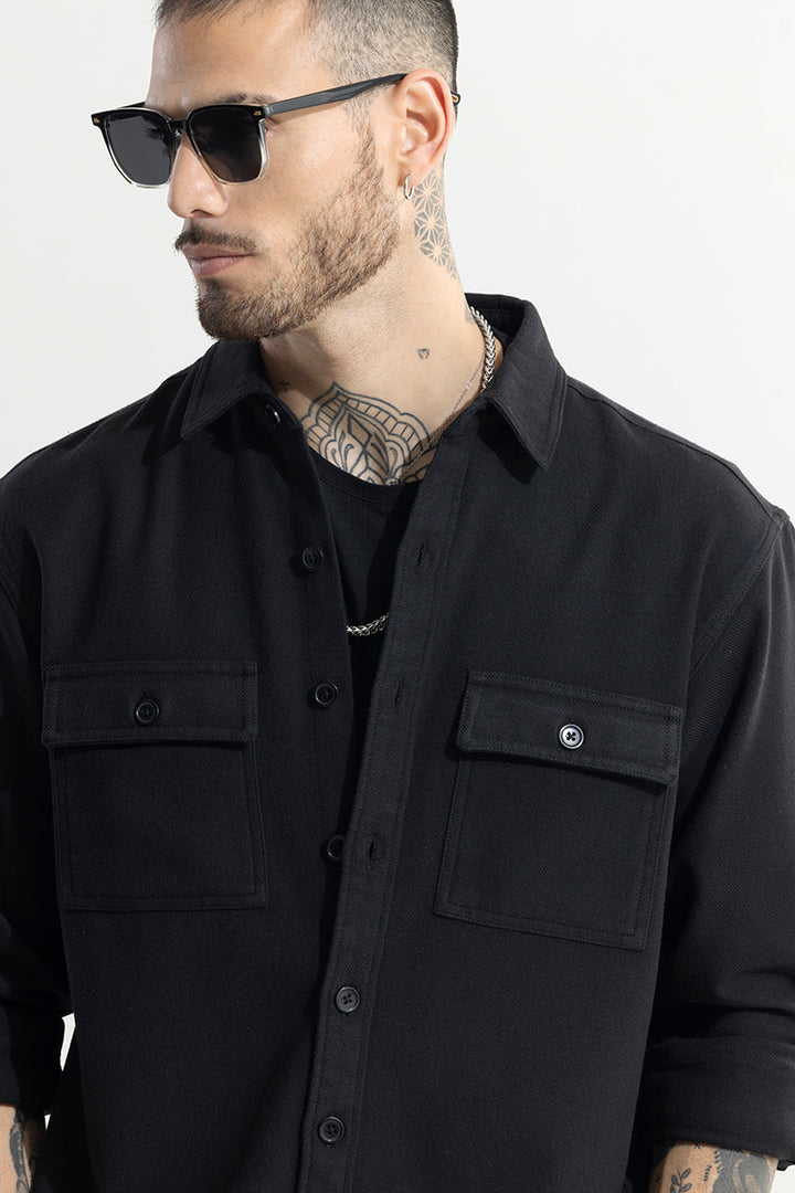 Overflap Black Overshirt