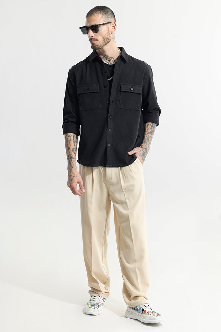 Overflap Black Overshirt