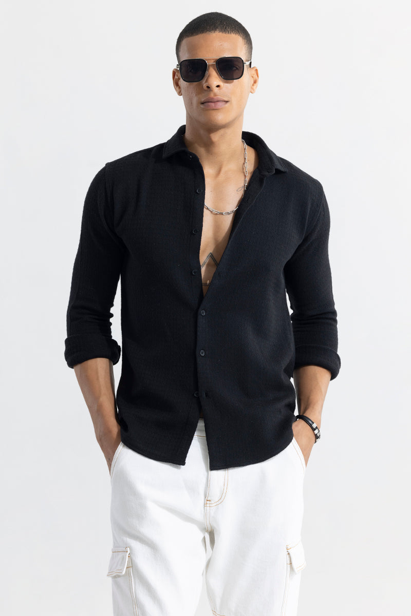 Buy Men's RelaxKnit Black Shirt Online | SNITCH