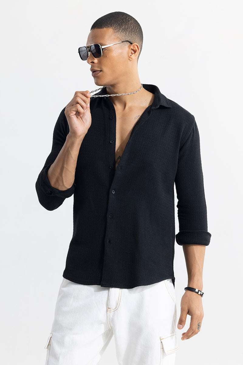 Buy Men's RelaxKnit Black Shirt Online | SNITCH