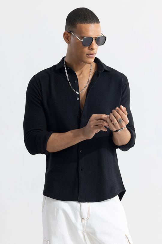 Buy Men's RelaxKnit Black Shirt Online | SNITCH