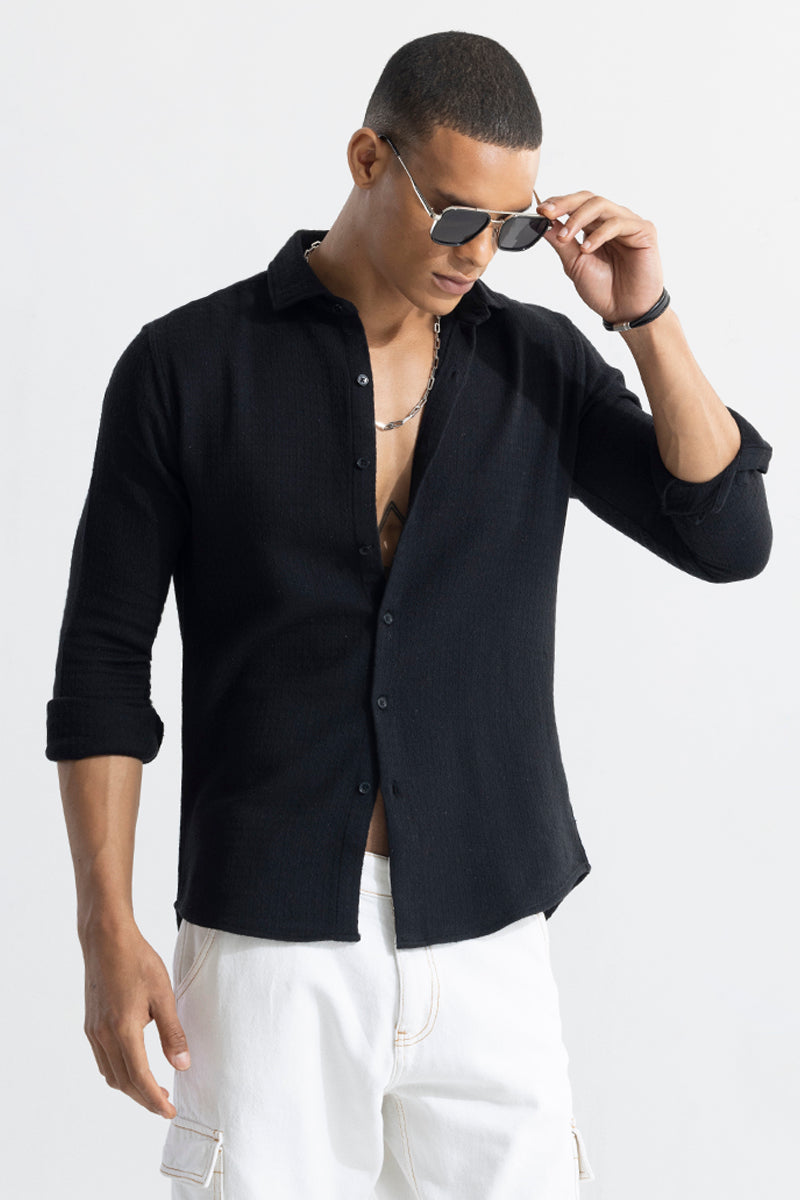 Buy Men's RelaxKnit Black Shirt Online | SNITCH