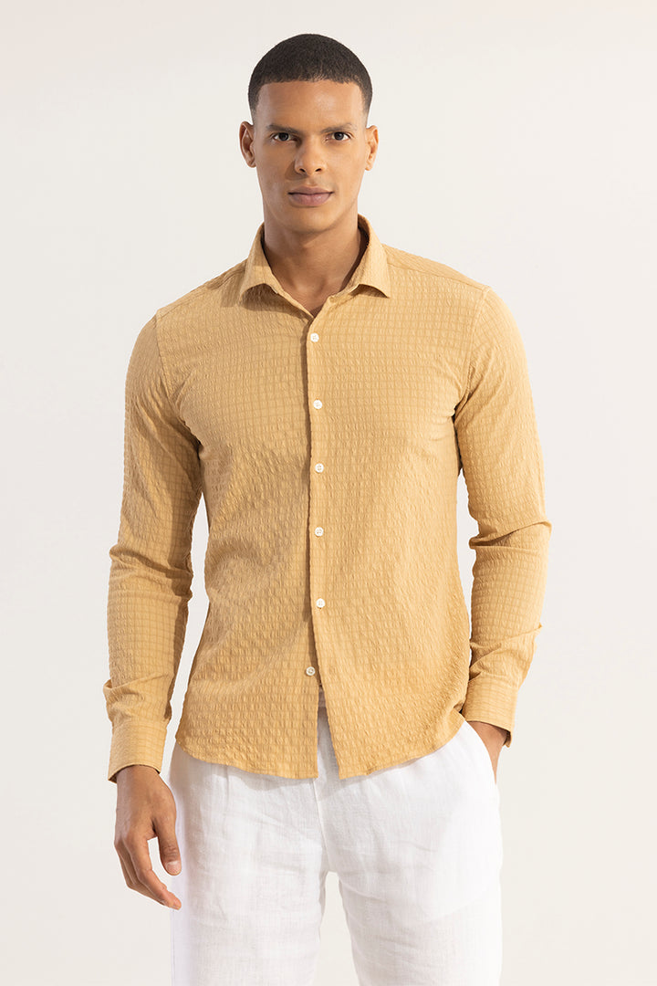 AiryCheck Mustard Seer Sucker Shirt