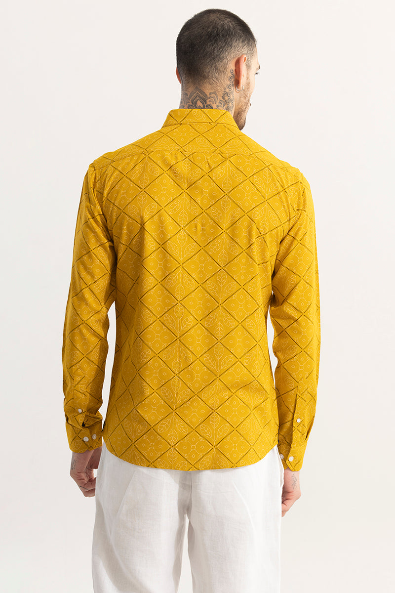 Dotted Leaf Motif Yellow Shirt