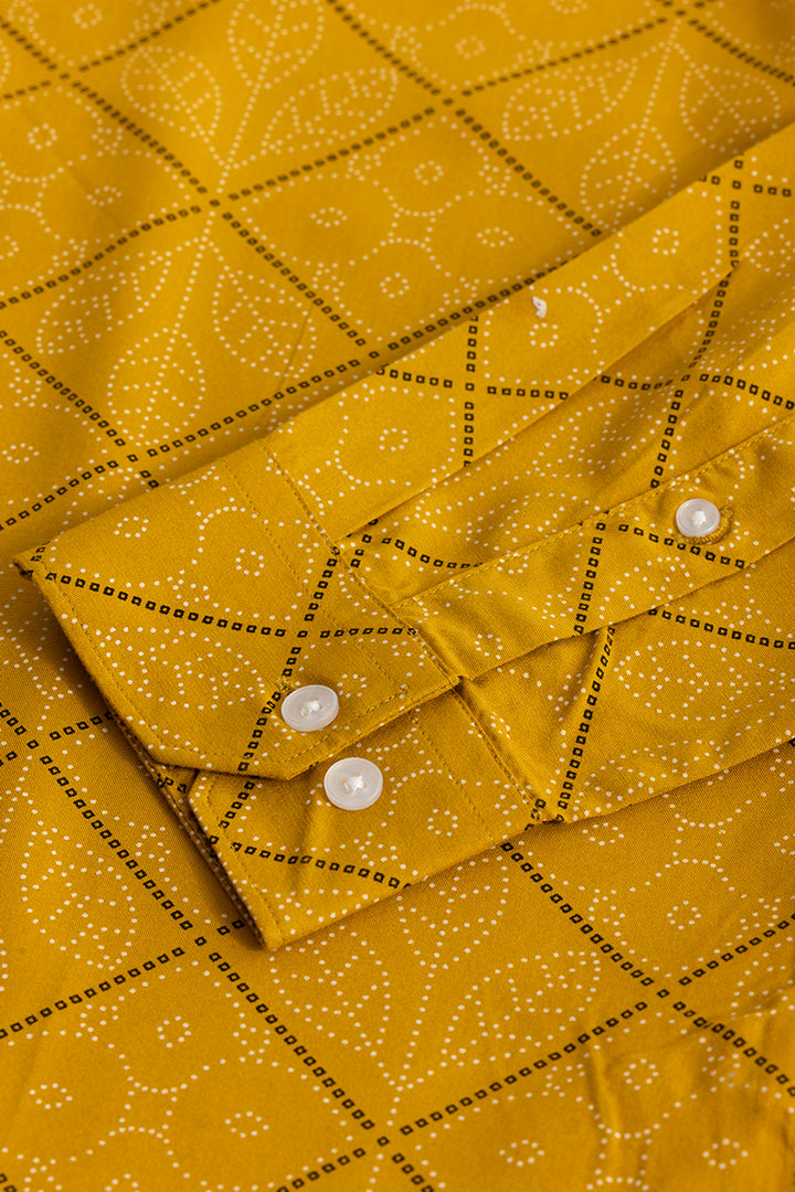 Dotted Leaf Motif Yellow Shirt