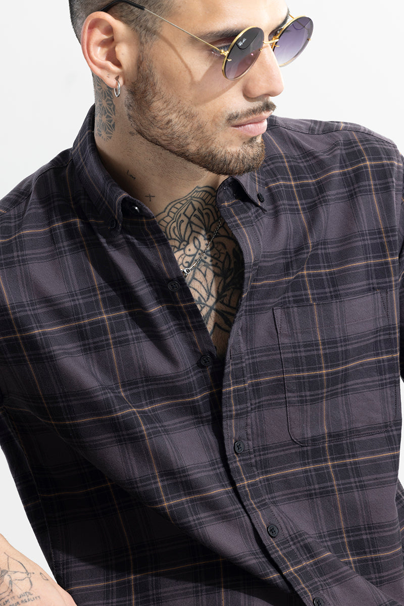 Tartan Twist Ash Grey Checks Shirt