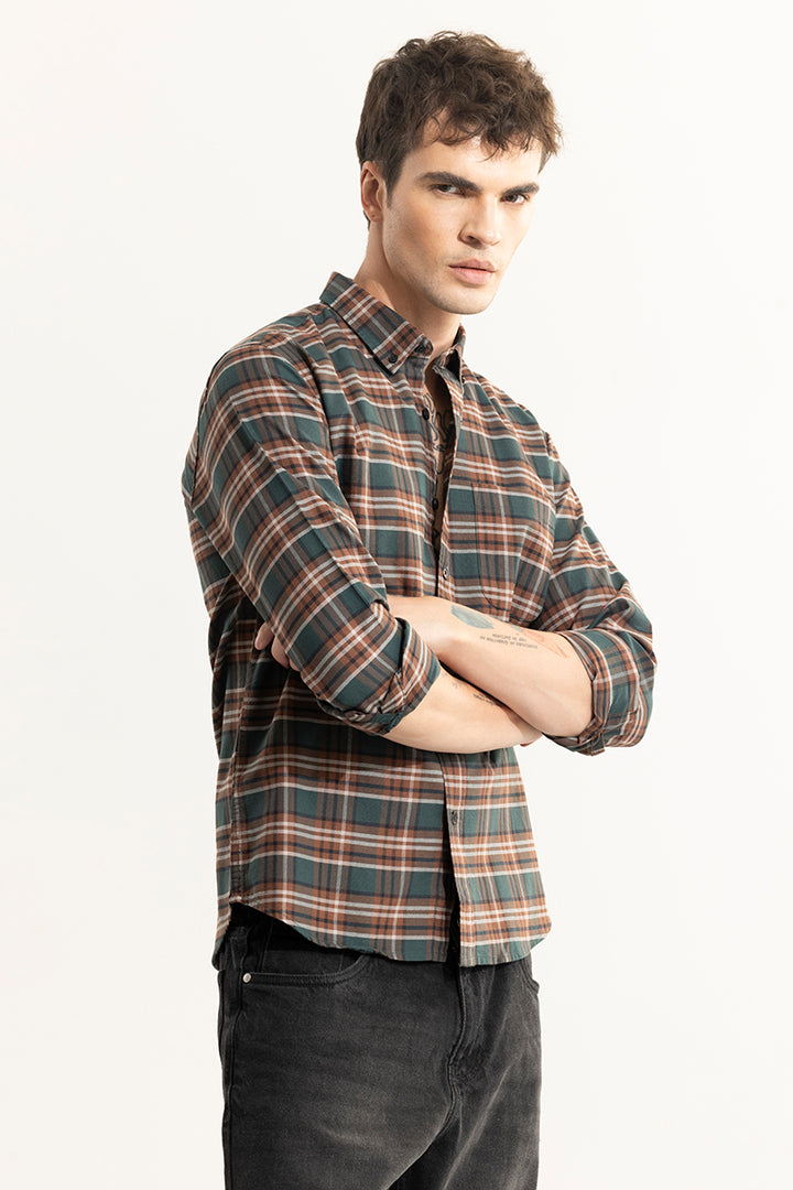 Tartan Twist Forest Green Checks Shirt