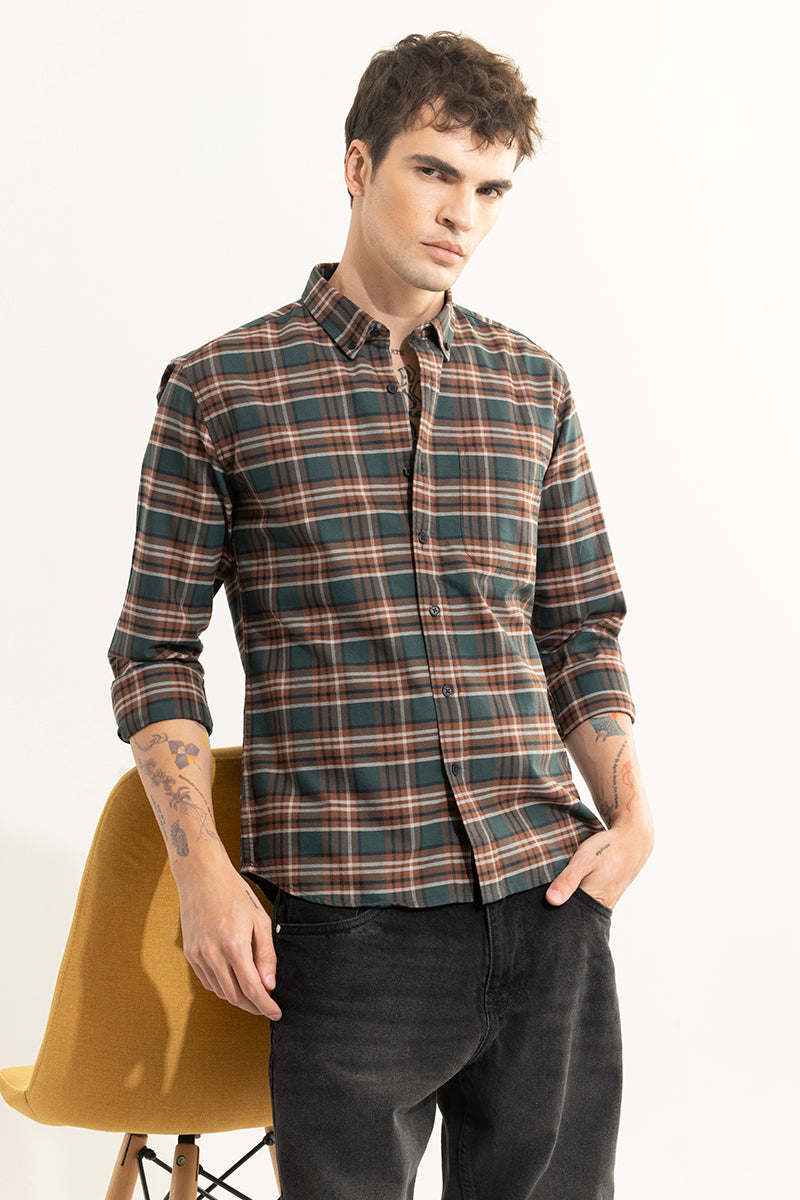 Tartan Twist Forest Green Checks Shirt