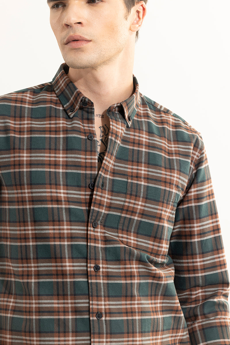 Tartan Twist Forest Green Checks Shirt