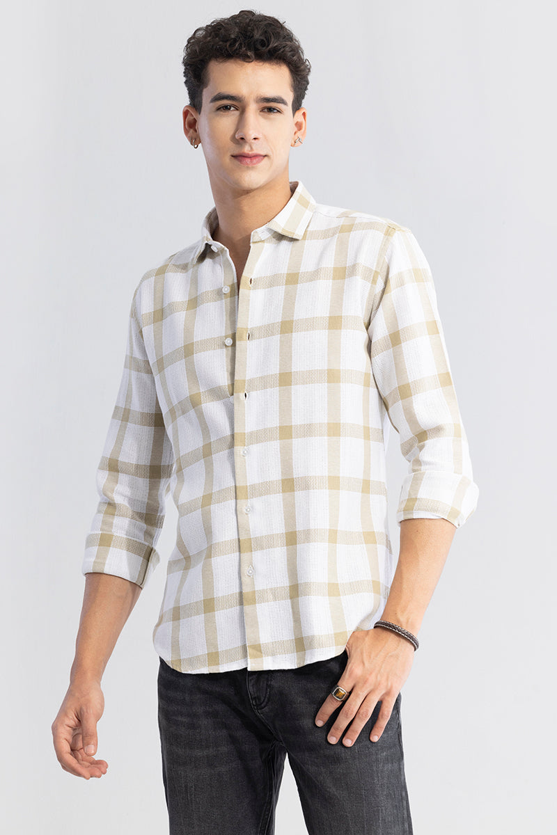 Checkered Grid Beige Shirt