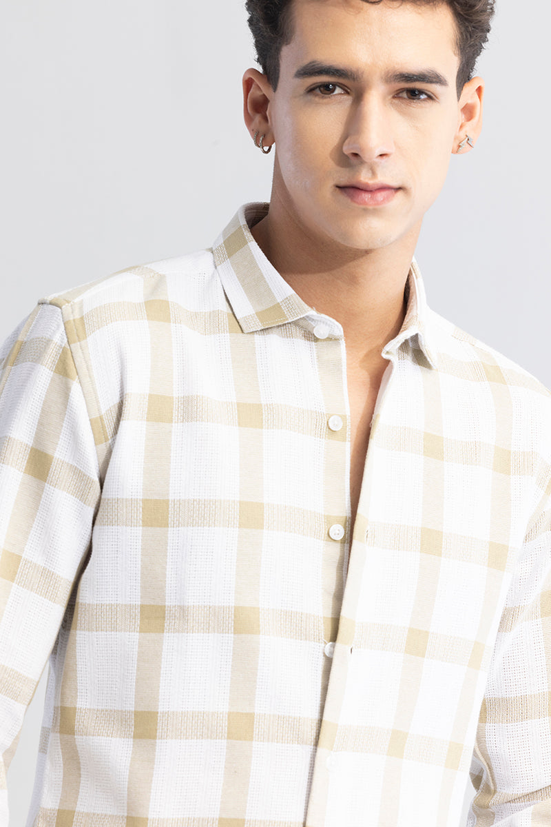 Checkered Grid Beige Shirt