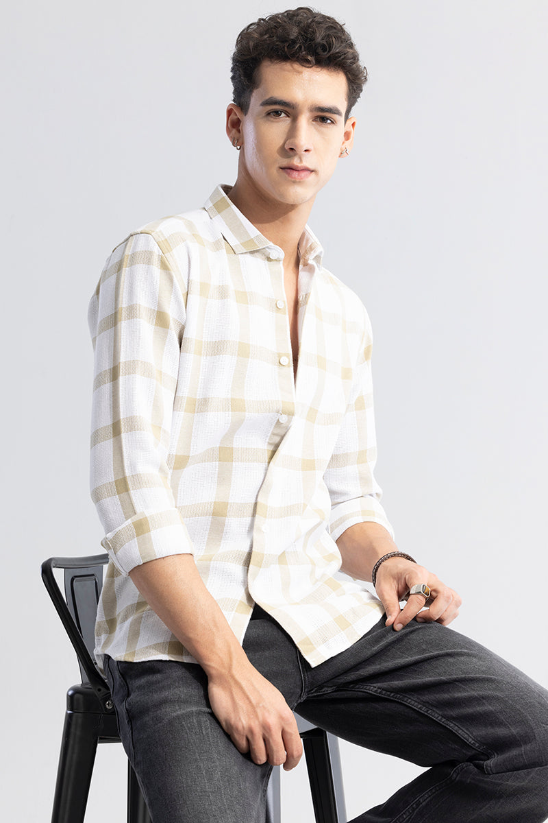 Checkered Grid Beige Shirt