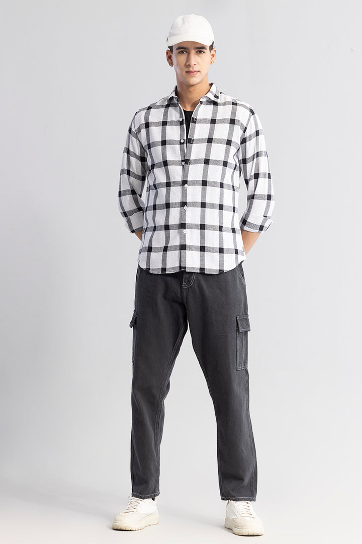 Checkered Grid White Shirt