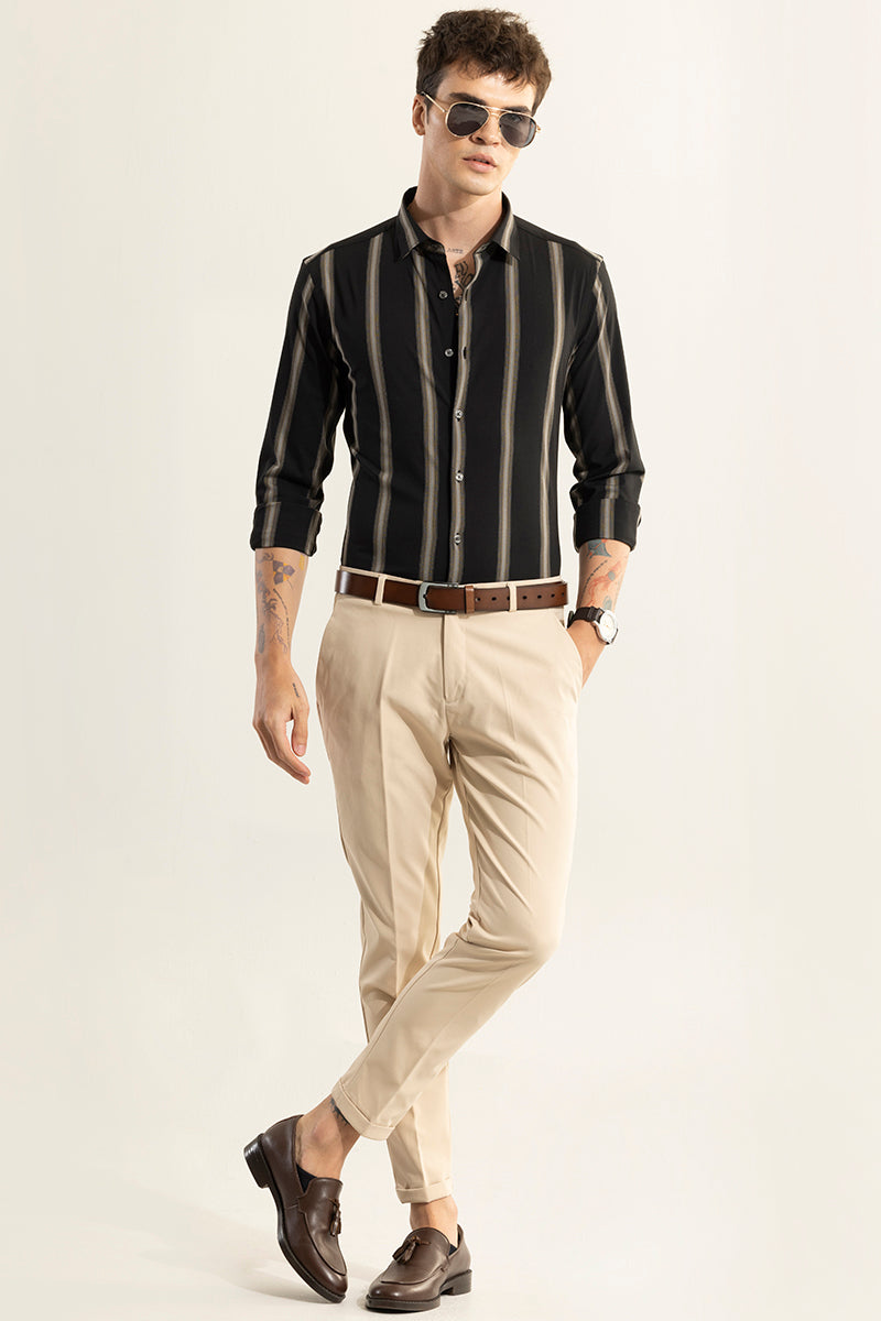 Urban Gold Stripe Black Giza Cotton Shirt