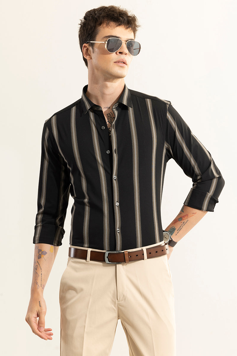 Urban Gold Stripe Black Giza Cotton Shirt