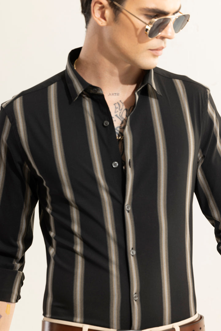 Urban Gold Stripe Black Giza Cotton Shirt