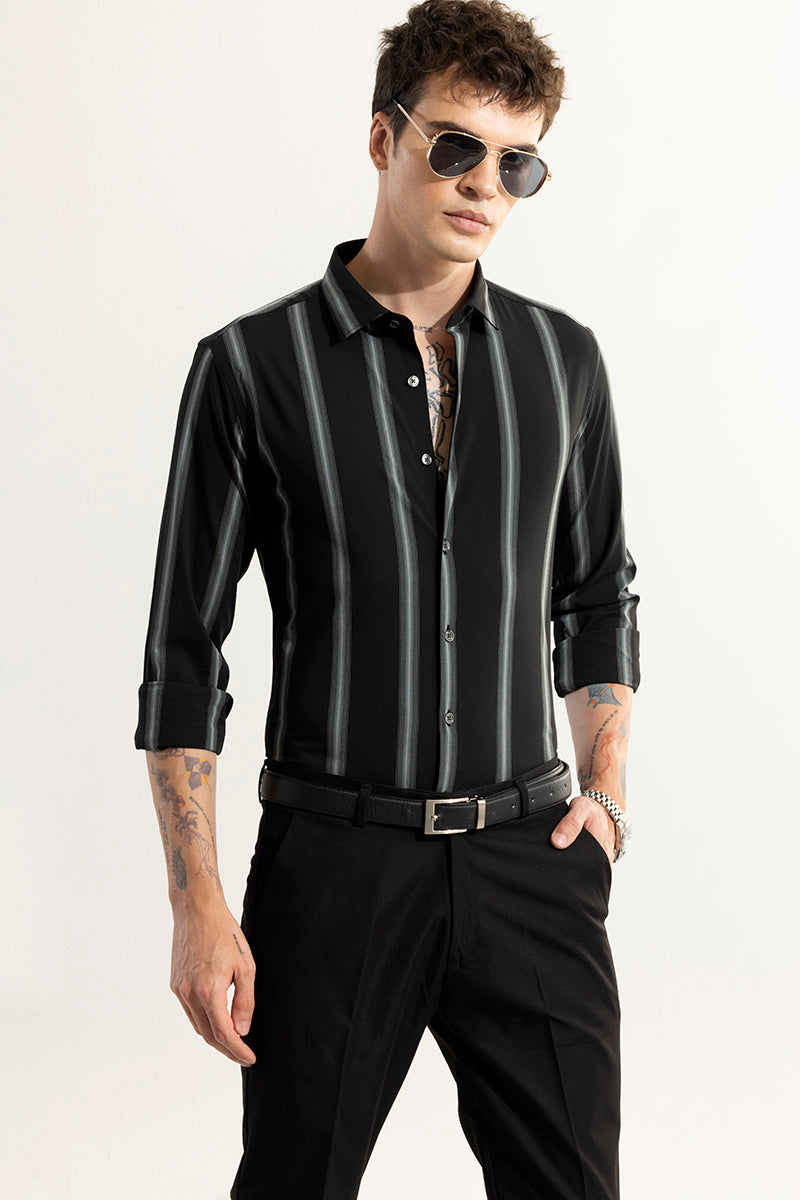 Urban Grey Stripe Black Giza Cotton Shirt