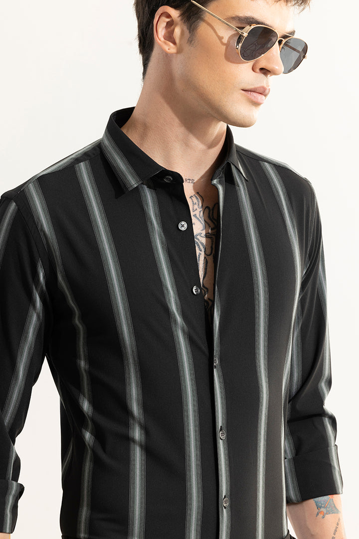 Urban Grey Stripe Black Giza Cotton Shirt