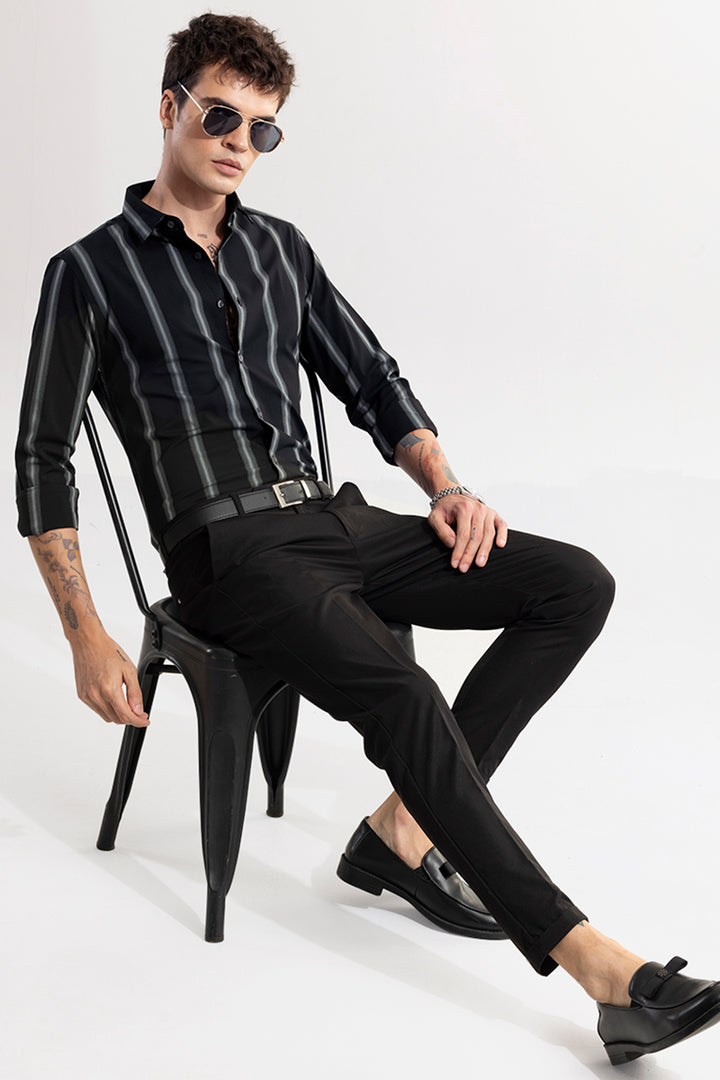 Urban Grey Stripe Black Giza Cotton Shirt