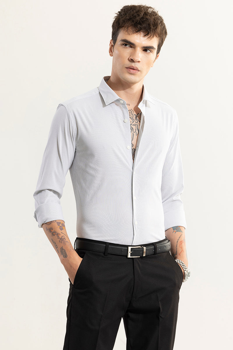 Mini Stripe Grey Giza Cotton Shirt