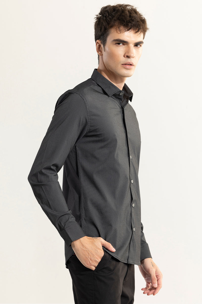 Mini Stripe Black Giza Cotton Shirt