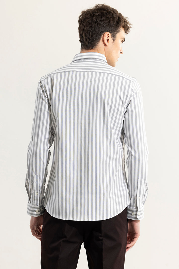 Coastal Stripe Grey Giza Cotton Shirt