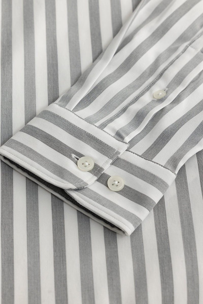 Coastal Stripe Grey Giza Cotton Shirt