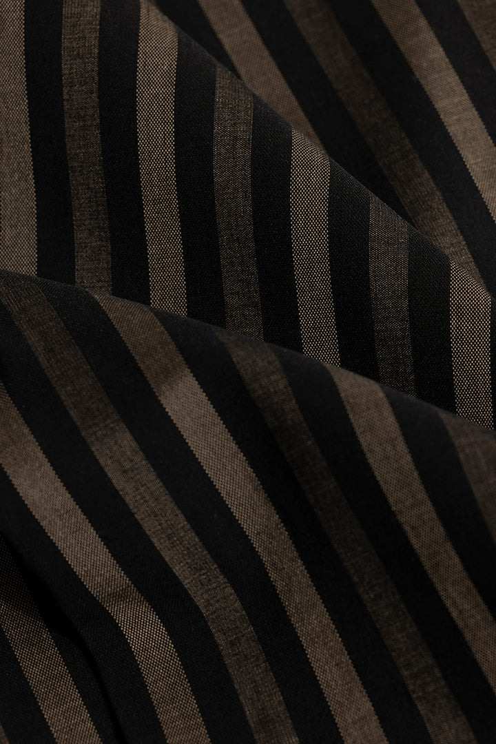 Coastal Brown Stripe Black Giza Cotton Shirt