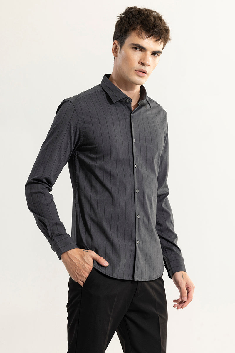 Even Stripe Grey Giza Cotton Shirt