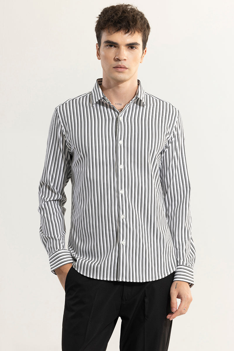 Dual Line White Giza Cotton Shirt