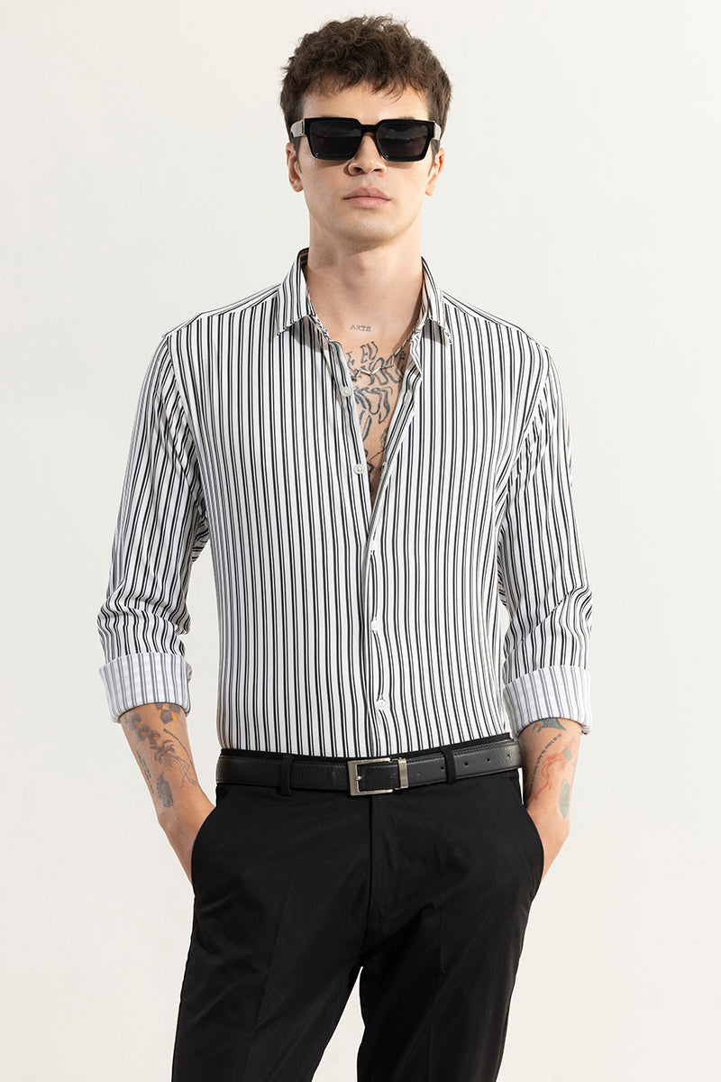 Dual Line White Giza Cotton Shirt