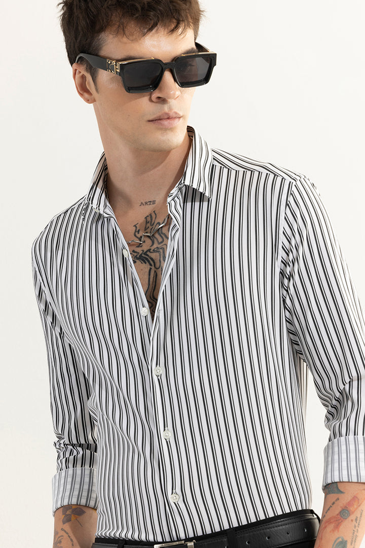 Dual Line White Giza Cotton Shirt