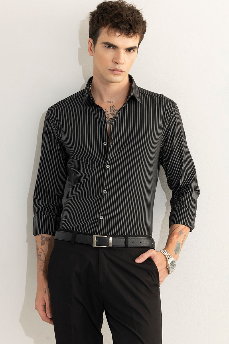 Vintage Line Black Giza Cotton Shirt