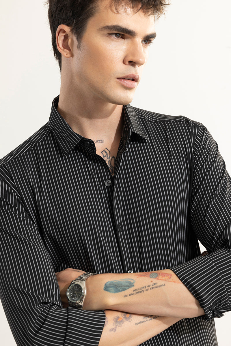 Vintage Line Black Giza Cotton Shirt